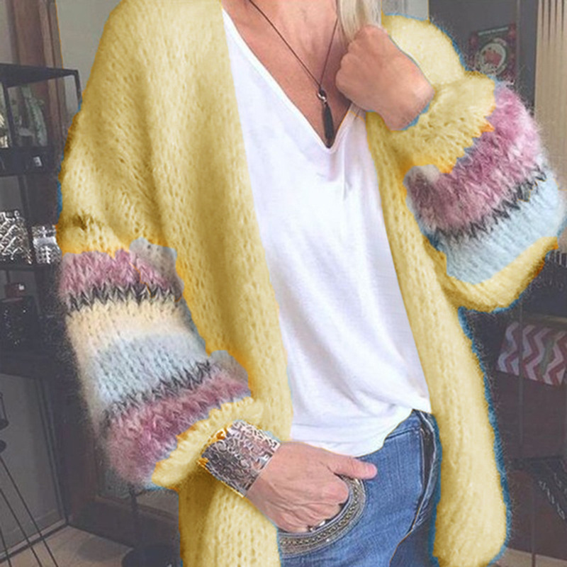 Striped Contrast Mohair Sweater Cardigan - Image 3