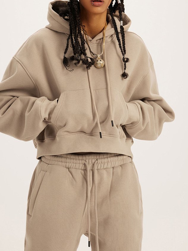 Casual Plain Hoodie Regular Fit Two-Piece Set - Image 6