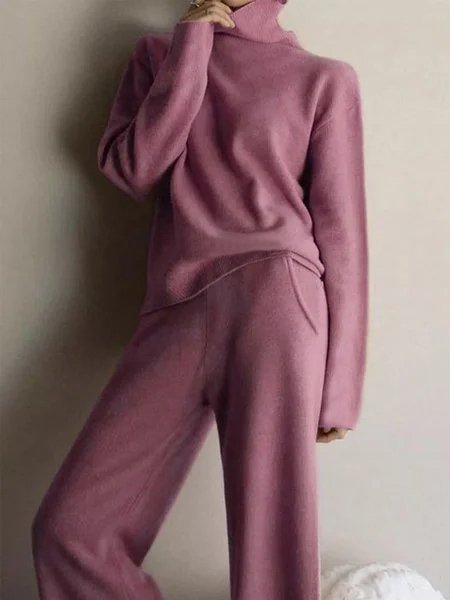 Plain Long Sleeve Casual Two-Piece Set - Image 5