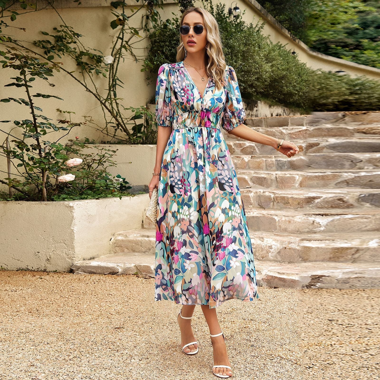 TALIA | V-Neck Dress - Image 10