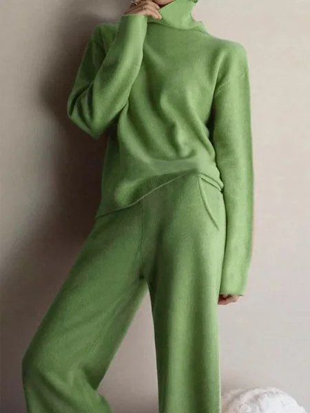 Plain Long Sleeve Casual Two-Piece Set - Image 4
