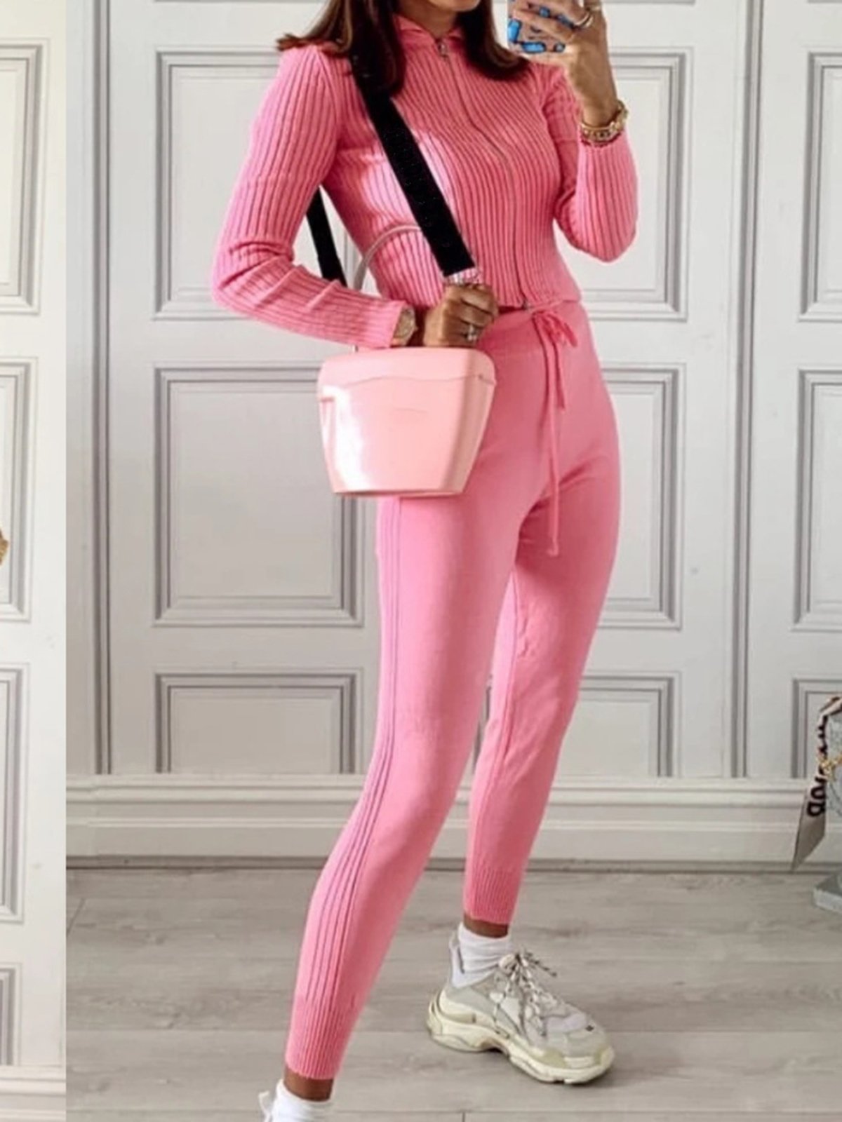 Solid Casual Knitted Suit Sets - Image 9