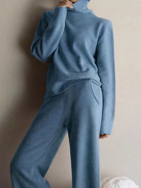Plain Long Sleeve Casual Two-Piece Set - Image 3