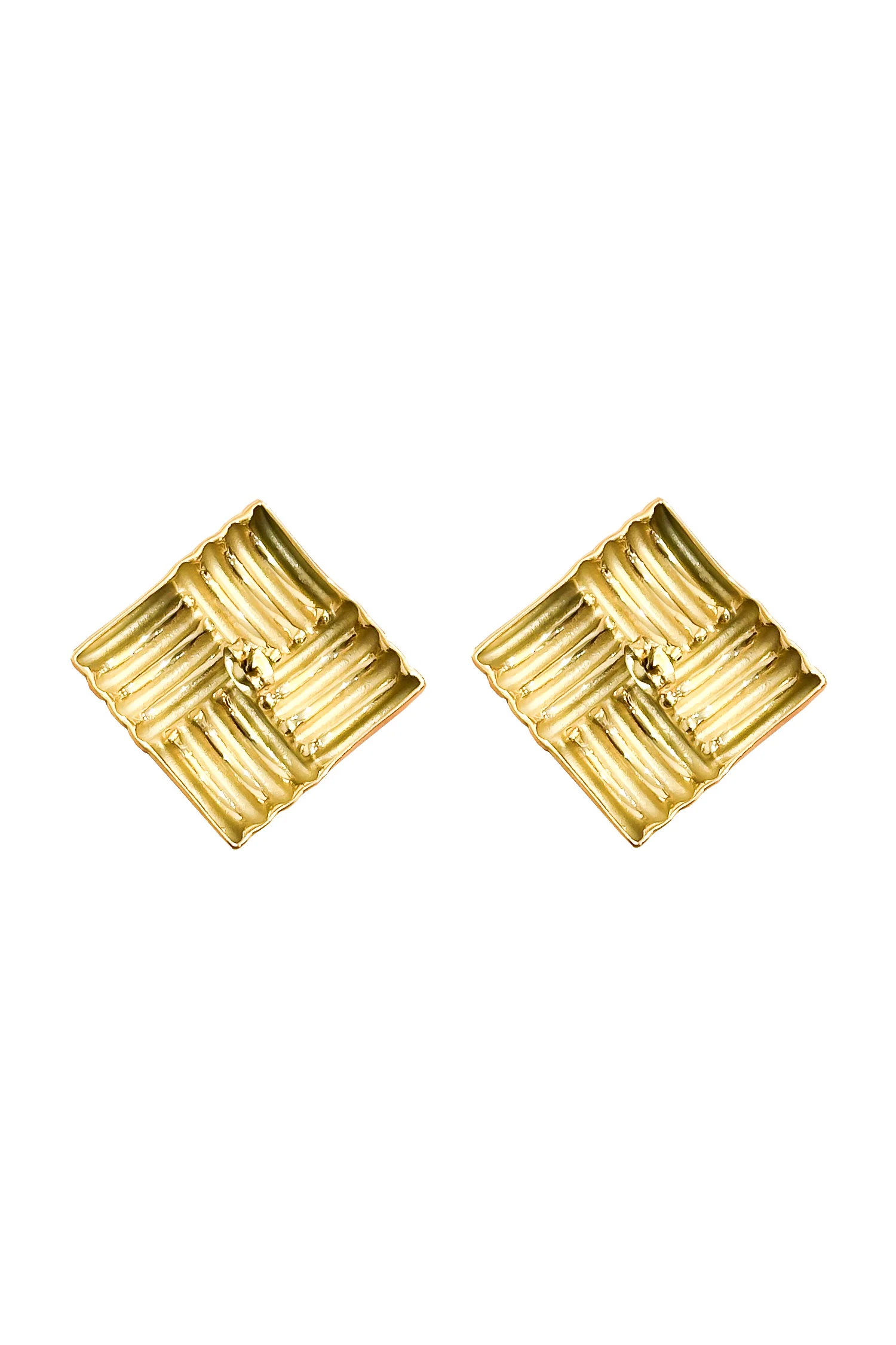 Elinor Gold Square Earrings - Image 3