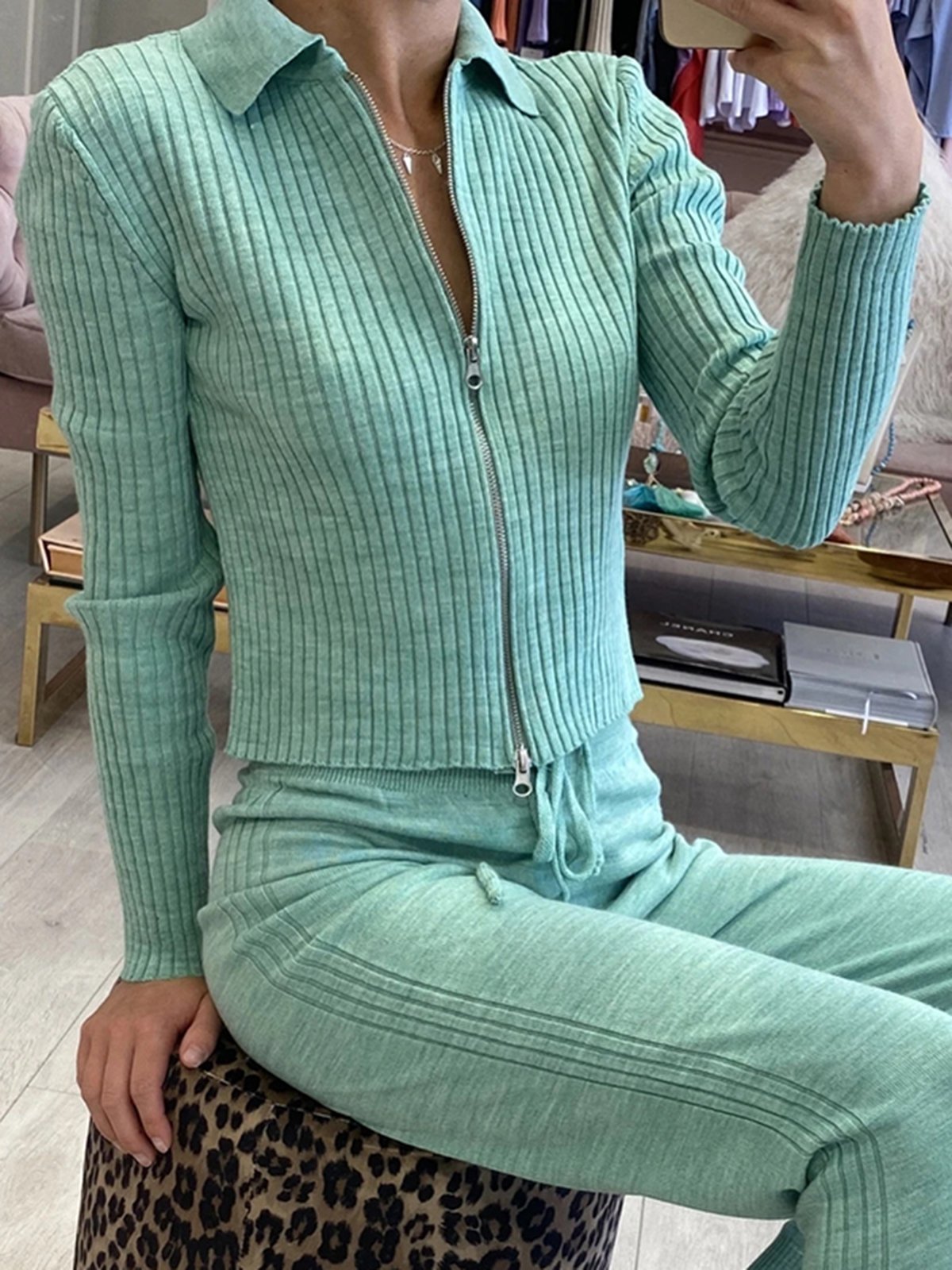 Solid Casual Knitted Suit Sets - Image 14