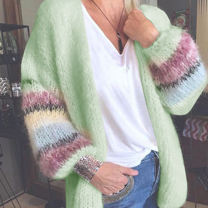 Striped Contrast Mohair Sweater Cardigan - Image 6