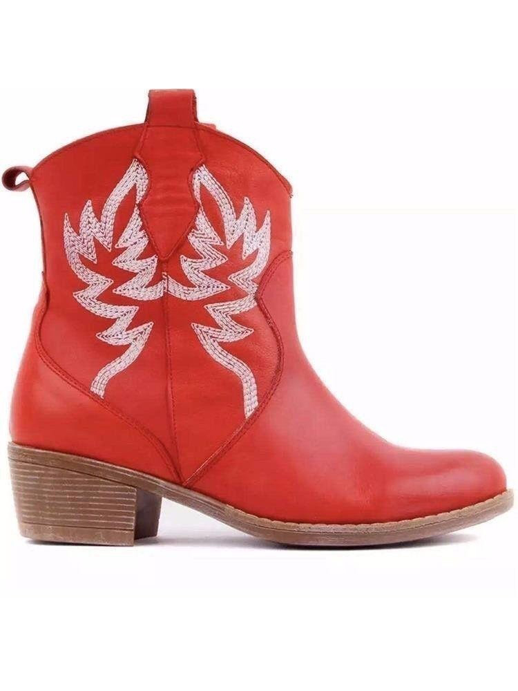 Classic Embroidered Cowgirl Ankle Boots - Image 4